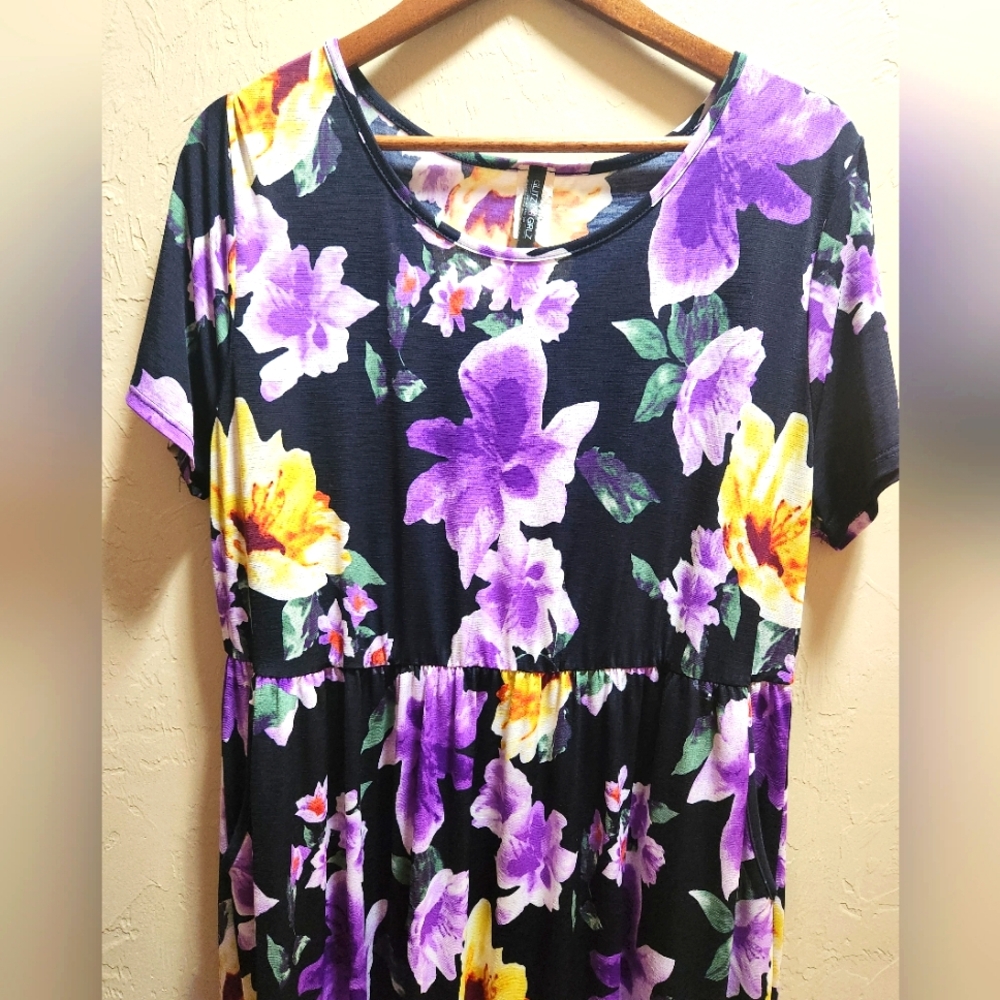Glitzy Girlz Purple & Yellow Floral Maxi Dress
